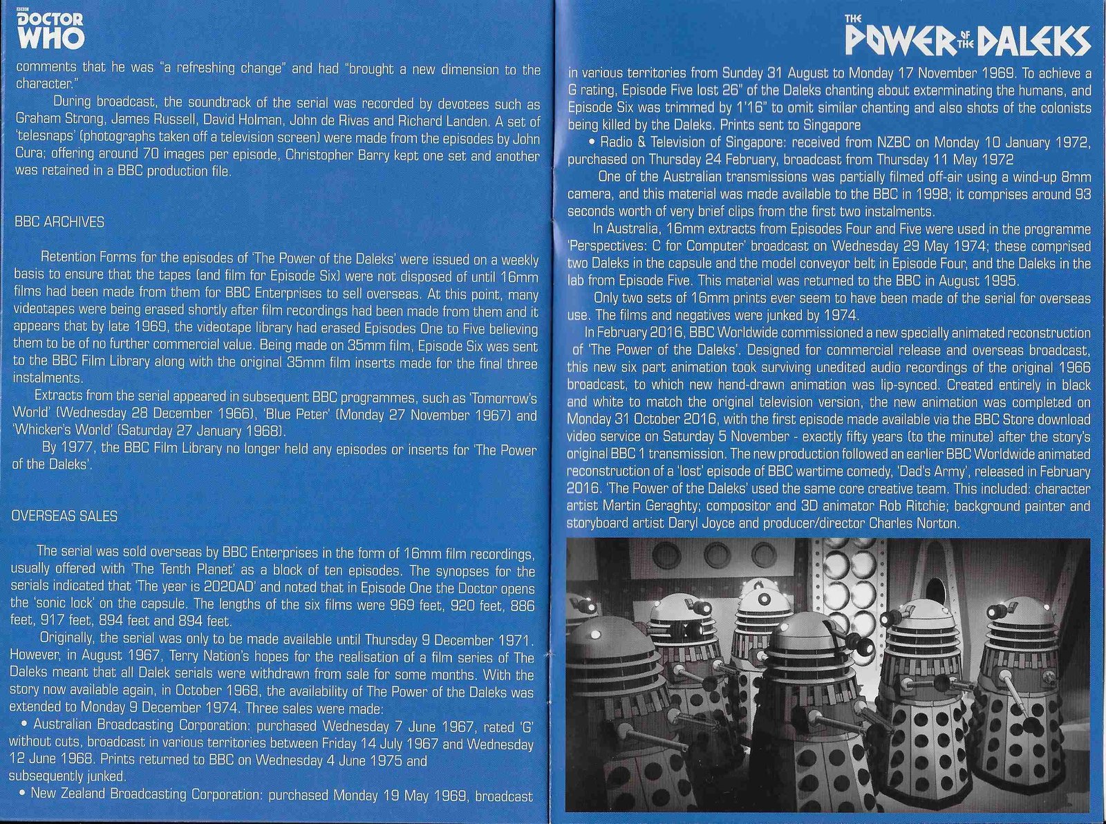 Inserts from BBCDVD 4163